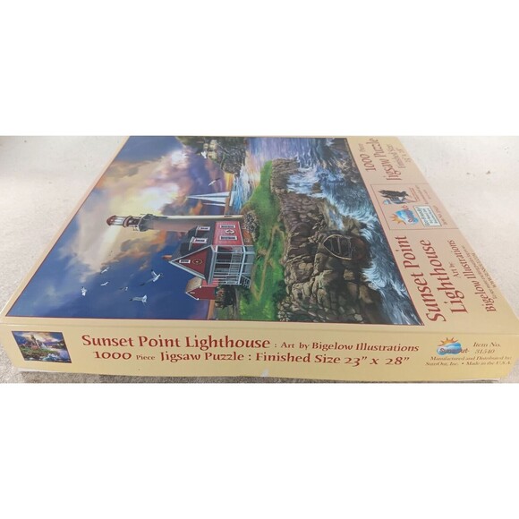 Sunset Point Lighthouse 1000 Piece Jigsaw Puzzle Bigelow by SunsOut - Picture 2 of 3
